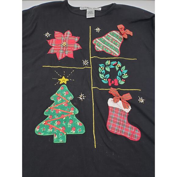 Ugly Christmas Sweater Victoria Jones Womens Sweater Black Long Sleeve Medium - Picture 1 of 13